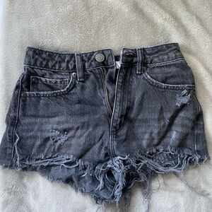 Ripped Grey Washed Jean Shorts